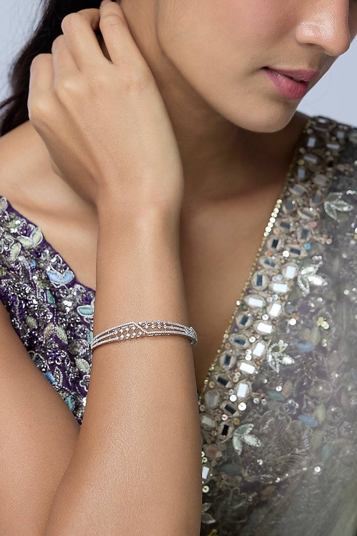 Gold Finish Zircon Bracelet by Aryah Jewels at Pernia's Pop Up Shop