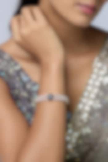 White Finish Zircon & Sapphire Stone Kada by Aryah Jewels at Pernia's Pop Up Shop