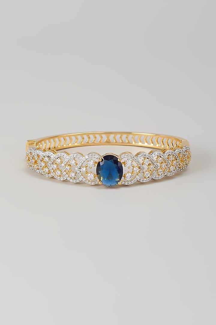 White Finish Zircon & Sapphire Stone Kada by Aryah Jewels at Pernia's Pop Up Shop