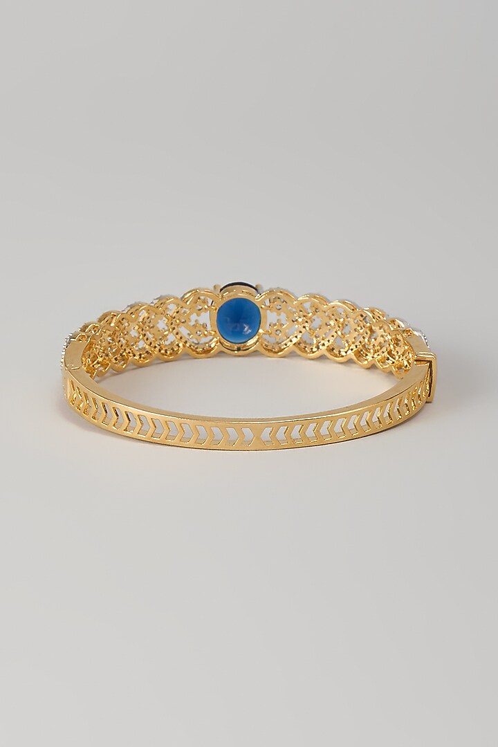 White Finish Zircon & Sapphire Stone Kada by Aryah Jewels at Pernia's Pop Up Shop