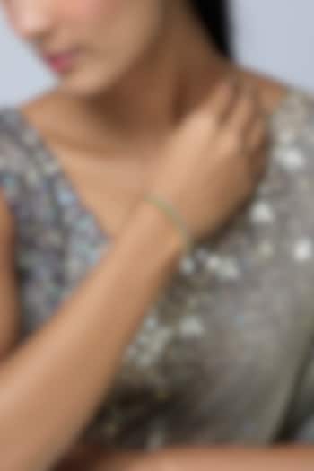 White Finish Zircon & Emerald Stone Kada by Aryah Jewels at Pernia's Pop Up Shop