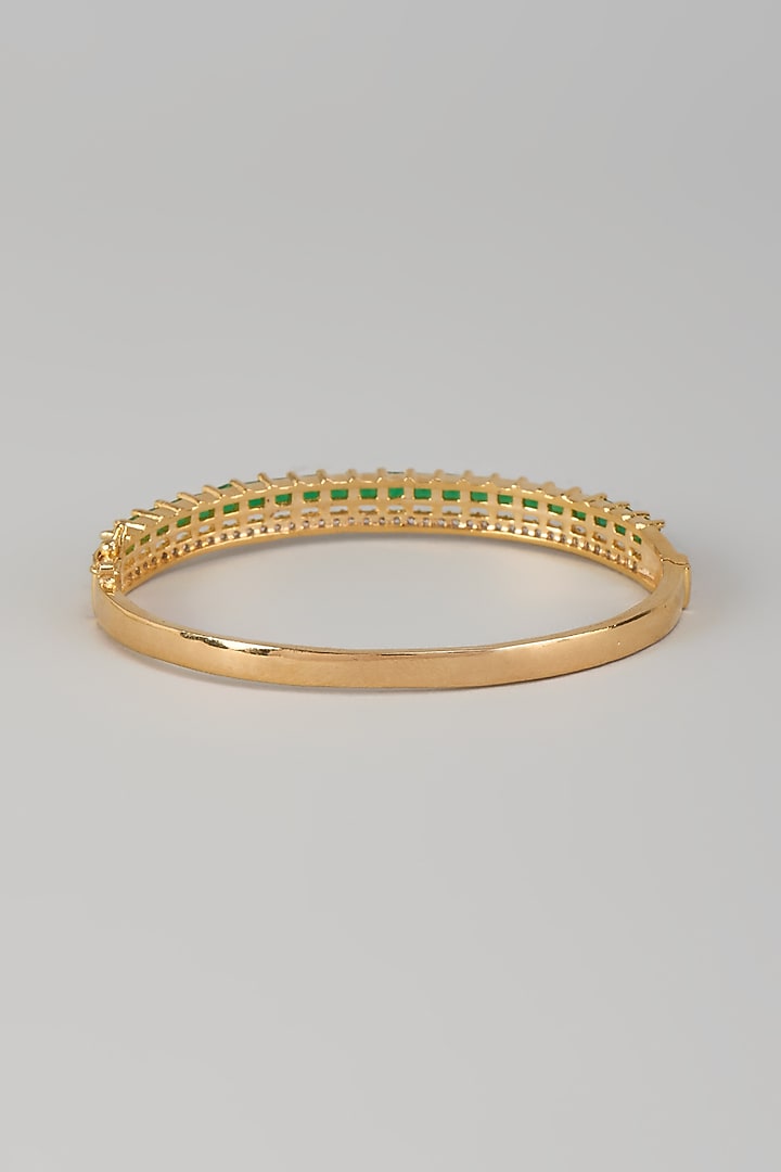 White Finish Zircon & Emerald Stone Kada by Aryah Jewels at Pernia's Pop Up Shop