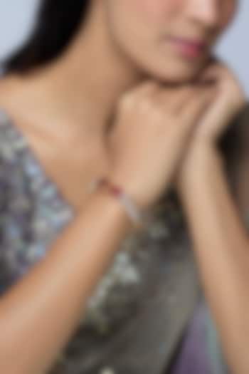 White Finish Zircon & Ruby Stone Kada by Aryah Jewels at Pernia's Pop Up Shop