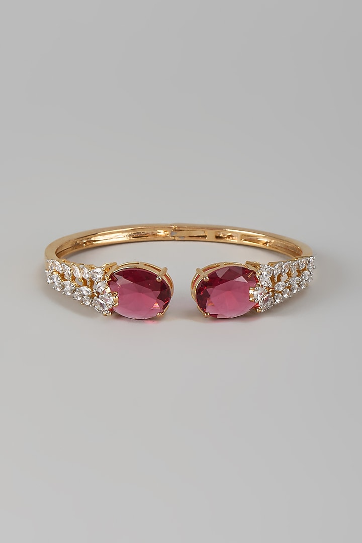White Finish Zircon & Ruby Stone Kada by Aryah Jewels at Pernia's Pop Up Shop
