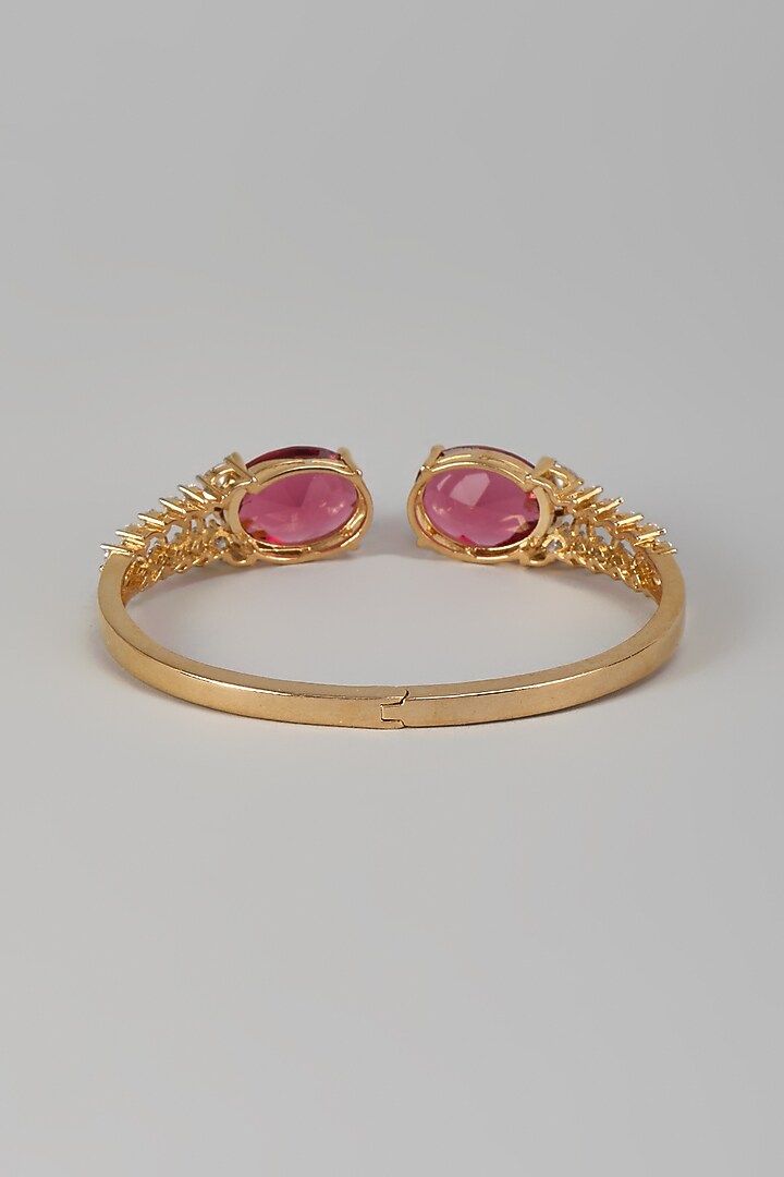White Finish Zircon & Ruby Stone Kada by Aryah Jewels at Pernia's Pop Up Shop