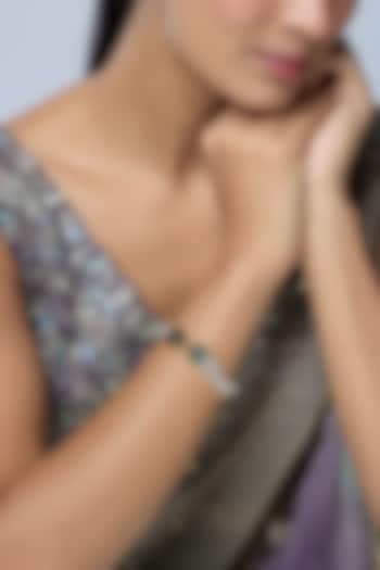 White Finish Zircon & Emerald Stone Kada by Aryah Jewels at Pernia's Pop Up Shop