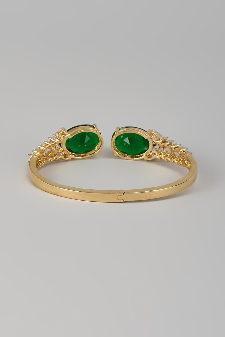 White Finish Zircon & Emerald Stone Kada by Aryah Jewels at Pernia's Pop Up Shop