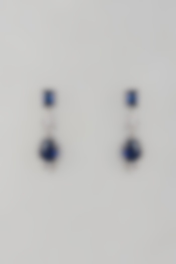 White Finish Zircon & Sapphire Stone Dangler Earrings by Aryah Jewels at Pernia's Pop Up Shop