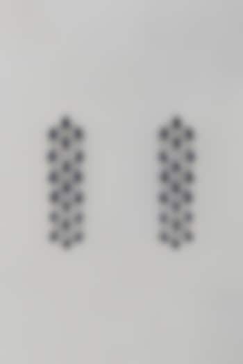 White Finish Zircon & Sapphire Stone Dangler Earrings by Aryah Jewels at Pernia's Pop Up Shop