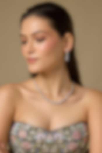 Two Tone Finish Swarovski Zircon Necklace Set In Sterling Silver by Aryah Jewels at Pernia's Pop Up Shop