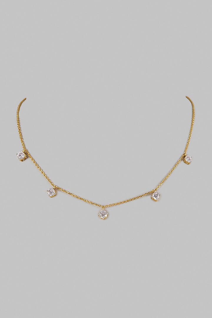 Two Tone Finish Swarovski Zircon Charm Necklace In Sterling Silver by Aryah Jewels at Pernia's Pop Up Shop