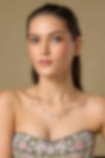 Two Tone Finish Swarovski Zircon Charm Necklace In Sterling Silver by Aryah Jewels at Pernia's Pop Up Shop