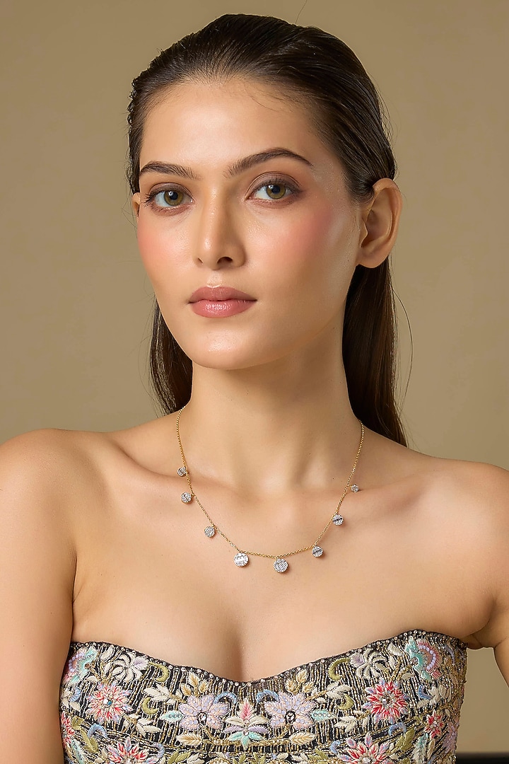 Two Tone Finish Swarovski Zircon Charm Necklace In Sterling Silver by Aryah Jewels at Pernia's Pop Up Shop