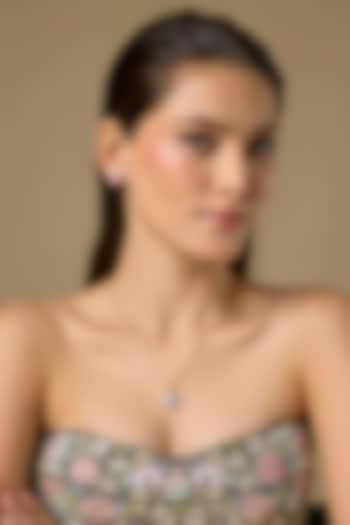 Two Tone Finish Swarovski Zircon Pendant Necklace Set In Sterling Silver by Aryah Jewels at Pernia's Pop Up Shop