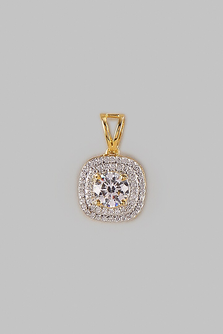 Two Tone Finish Swarovski Zircon Pendant Necklace Set In Sterling Silver by Aryah Jewels at Pernia's Pop Up Shop