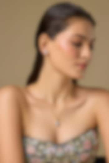 Two Tone Finish Swarovski Zircon Pendant Necklace Set In Sterling Silver by Aryah Jewels at Pernia's Pop Up Shop