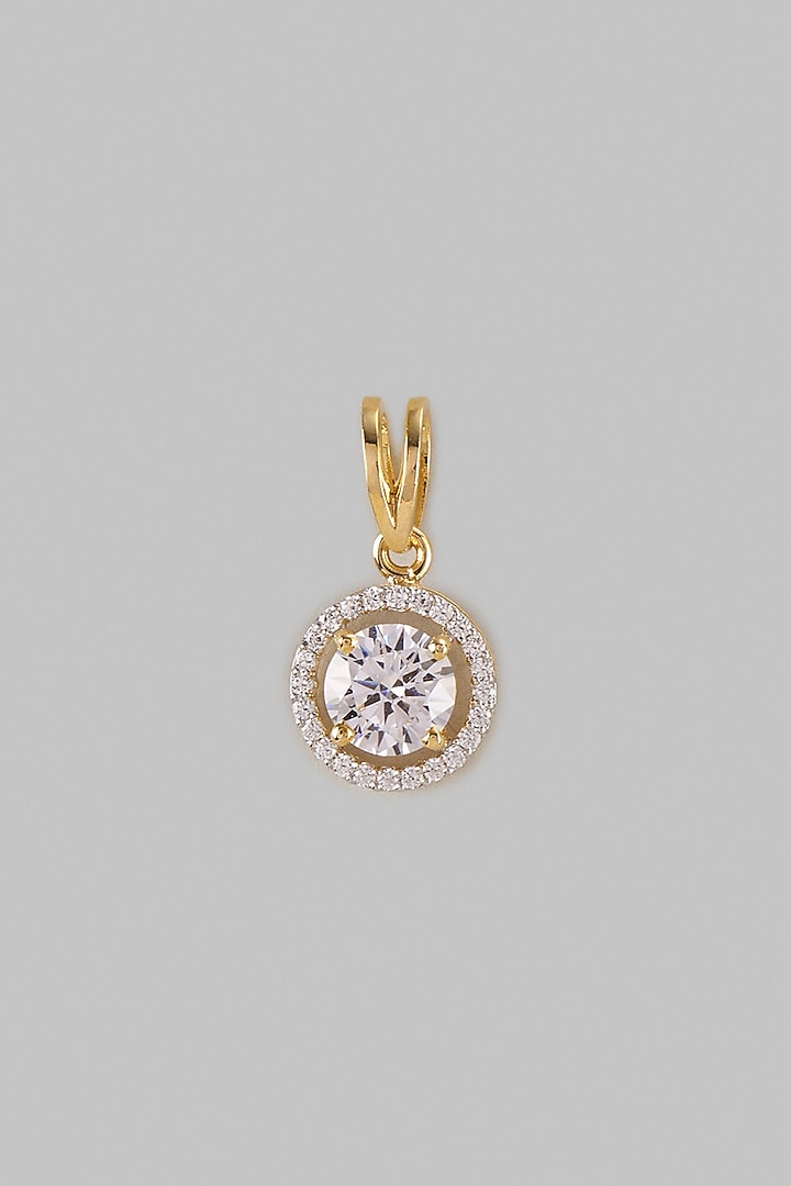Two Tone Finish Swarovski Zircon Pendant Necklace Set In Sterling Silver by Aryah Jewels at Pernia's Pop Up Shop