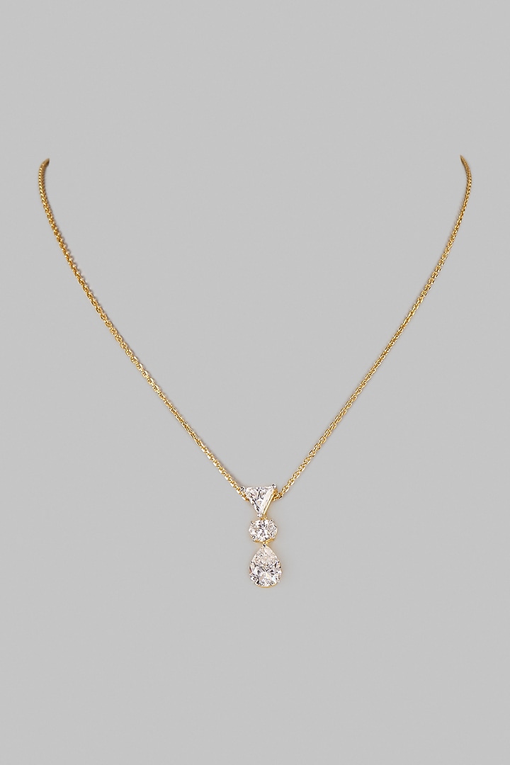 Two Tone Finish Swarovski Zircon Pendant Necklace In Sterling Silver by Aryah Jewels at Pernia's Pop Up Shop