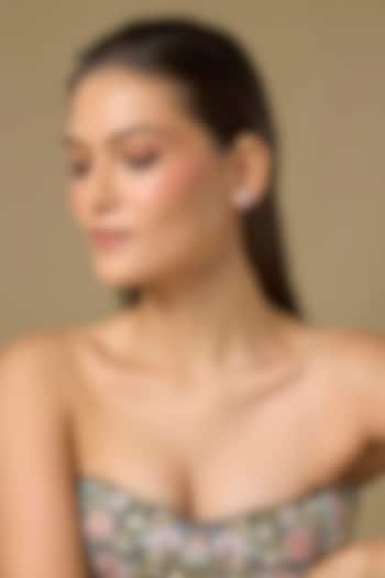 Two Tone Finish Swarovski Zircon Stud Earrings In Sterling Silver by Aryah Jewels at Pernia's Pop Up Shop