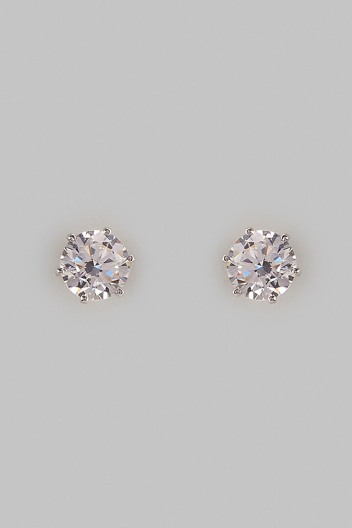 Two Tone Finish Swarovski Zircon Stud Earrings In Sterling Silver by Aryah Jewels at Pernia's Pop Up Shop