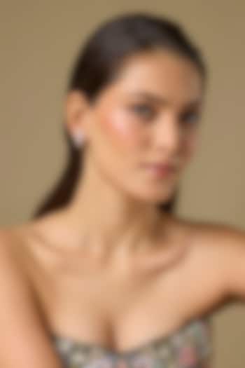 Two Tone Finish Swarovski Zircon Stud Earrings In Sterling Silver by Aryah Jewels at Pernia's Pop Up Shop