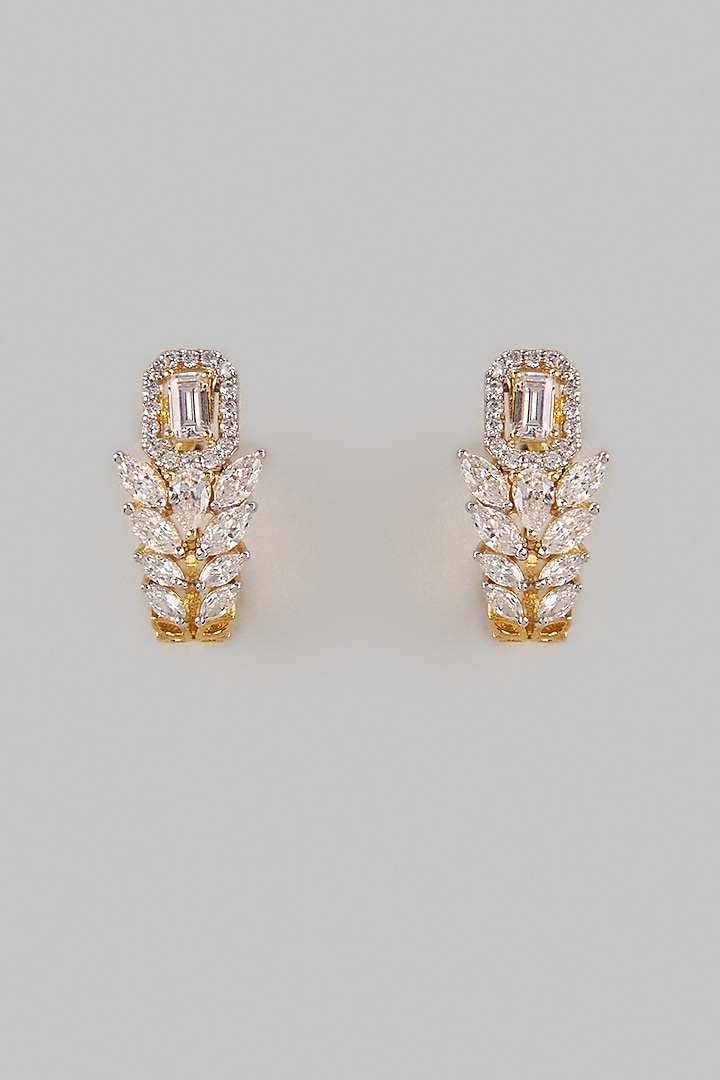 Two Tone Finish Swarovski Zircon Stud Earrings In Sterling Silver by Aryah Jewels at Pernia's Pop Up Shop