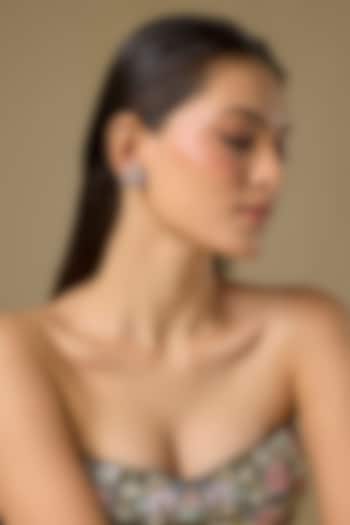 Two Tone Finish Swarovski Zircon Stud Earrings In Sterling Silver by Aryah Jewels at Pernia's Pop Up Shop