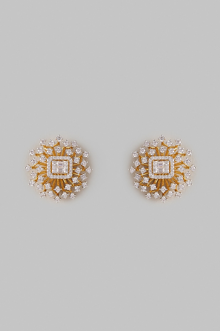 Two Tone Finish Swarovski Zircon Stud Earrings In Sterling Silver by Aryah Jewels at Pernia's Pop Up Shop