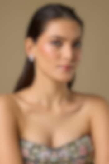 Two Tone Finish Swarovski Zircon Stud Earrings In Sterling Silver by Aryah Jewels at Pernia's Pop Up Shop