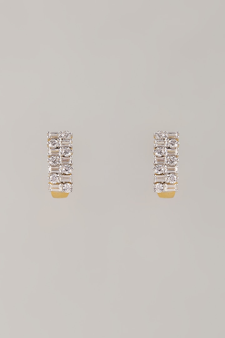 Two Tone Finish Swarovski Zircon Stud Earrings In Sterling Silver by Aryah Jewels at Pernia's Pop Up Shop