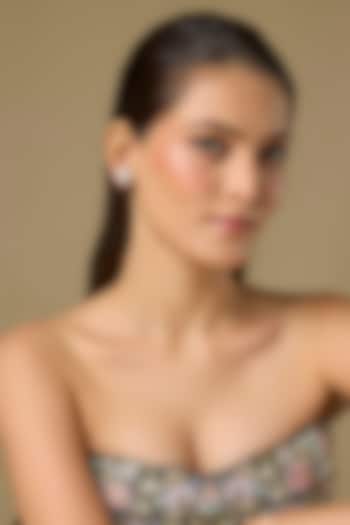 Two Tone Finish Swarovski Zircon Stud Earrings In Sterling Silver by Aryah Jewels at Pernia's Pop Up Shop