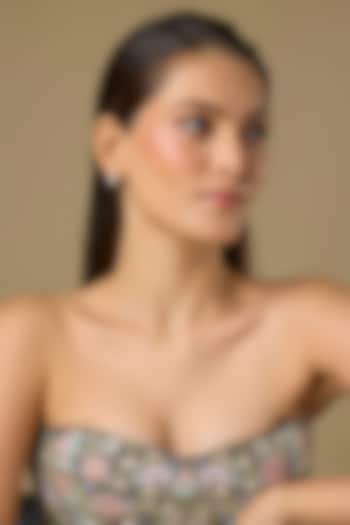 Two Tone Finish Swarovski Zircon Hoop Earrings In Sterling Silver by Aryah Jewels at Pernia's Pop Up Shop