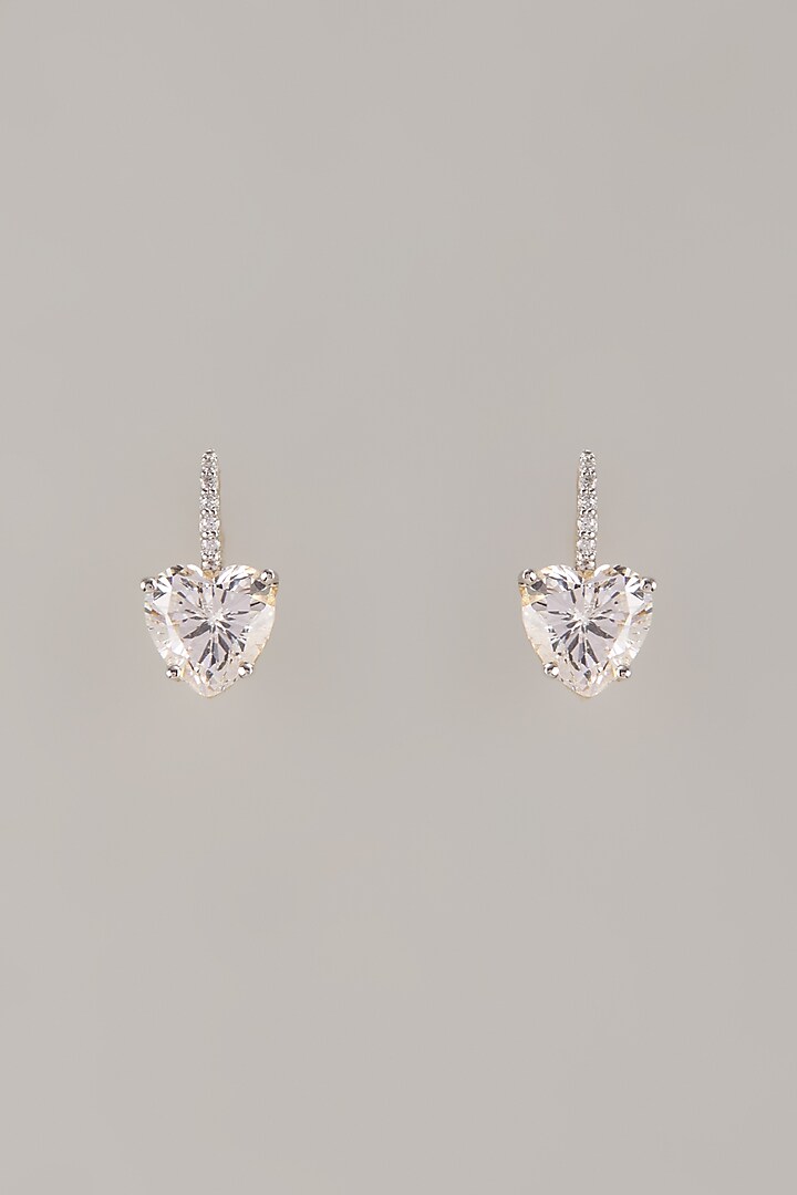 Two Tone Finish Swarovski Zircon Hoop Earrings In Sterling Silver by Aryah Jewels at Pernia's Pop Up Shop