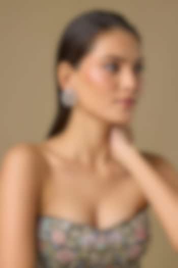 Two Tone Finish Swarovski Zircon Stud Earrings In Sterling Silver by Aryah Jewels at Pernia's Pop Up Shop