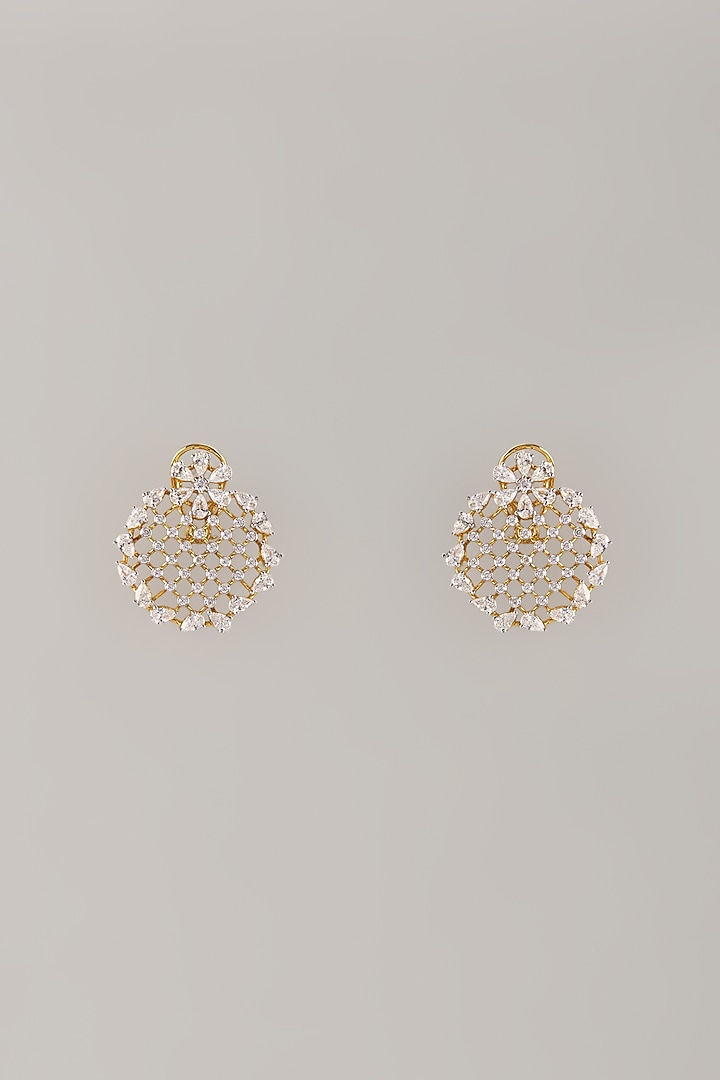 Two Tone Finish Swarovski Zircon Stud Earrings In Sterling Silver by Aryah Jewels at Pernia's Pop Up Shop