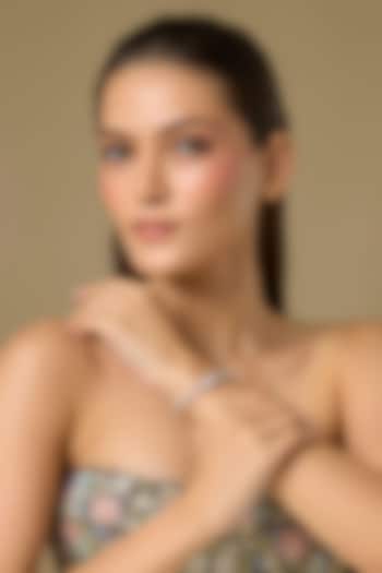 Two Tone Finish Swarovski Zircon Bracelet In Sterling Silver by Aryah Jewels at Pernia's Pop Up Shop