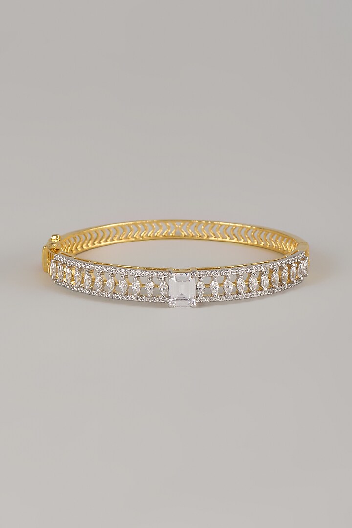 Two Tone Finish Swarovski Zircon Bracelet In Sterling Silver by Aryah Jewels at Pernia's Pop Up Shop