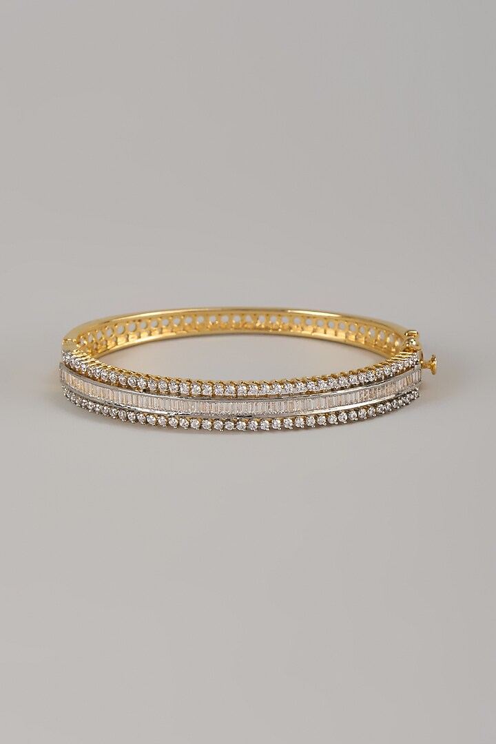 Two Tone Finish Swarovski Zircon Bracelet In Sterling Silver by Aryah Jewels at Pernia's Pop Up Shop