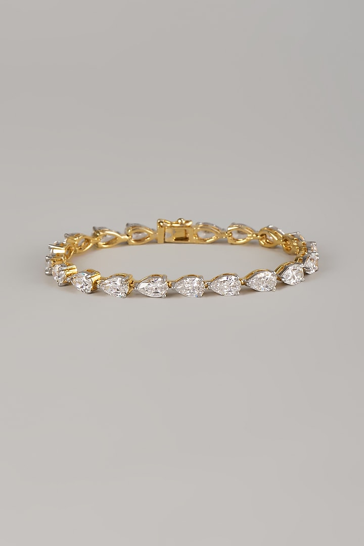 Two Tone Finish Swarovski Zircon Tennis Bracelet In Sterling Silver by Aryah Jewels at Pernia's Pop Up Shop