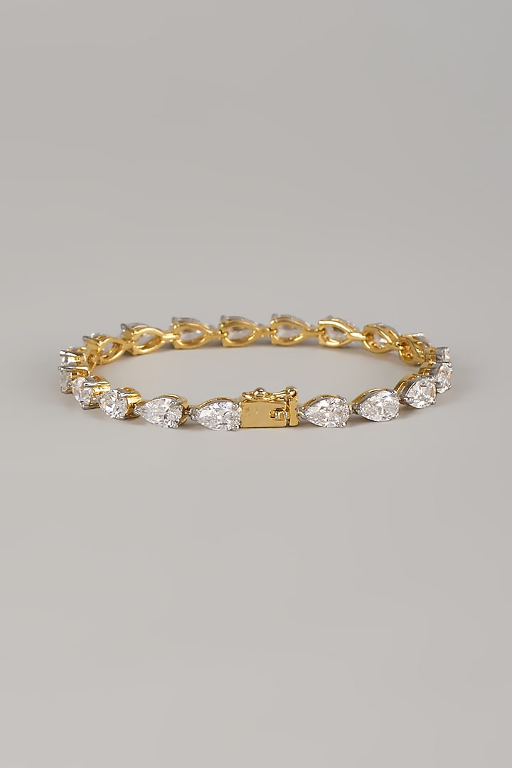 Two Tone Finish Swarovski Zircon Tennis Bracelet In Sterling Silver by Aryah Jewels at Pernia's Pop Up Shop