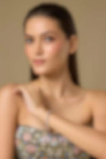 Two Tone Finish Swarovski Zircon Tennis Bracelet In Sterling Silver by Aryah Jewels at Pernia's Pop Up Shop