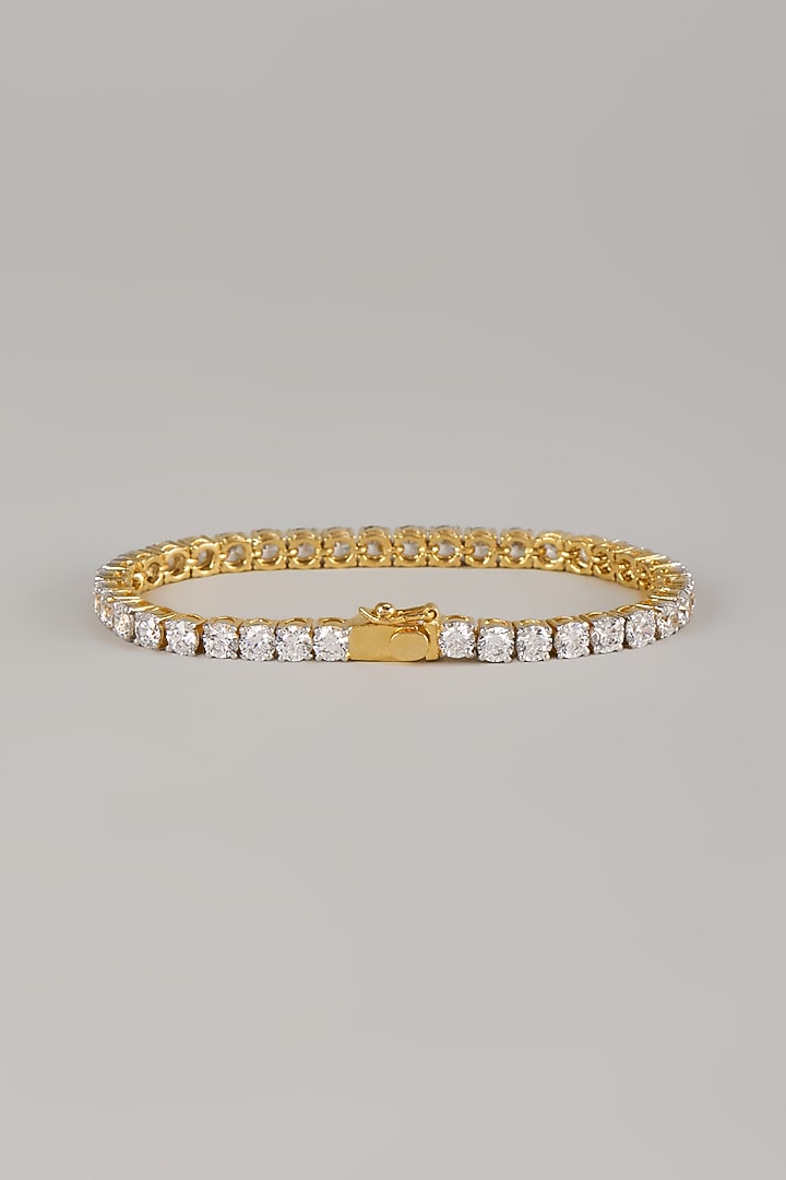 Two Tone Finish Swarovski Zircon Tennis Bracelet In Sterling Silver by Aryah Jewels at Pernia's Pop Up Shop