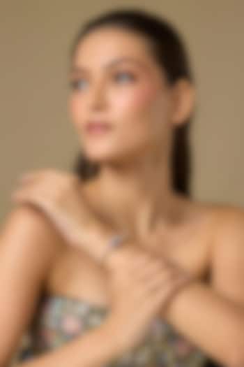 Two Tone Finish Swarovski Zircon & Ruby Bracelet In Sterling Silver by Aryah Jewels at Pernia's Pop Up Shop