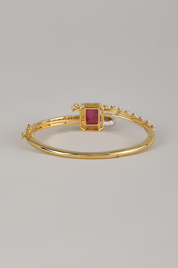 Two Tone Finish Swarovski Zircon & Ruby Bracelet In Sterling Silver by Aryah Jewels at Pernia's Pop Up Shop