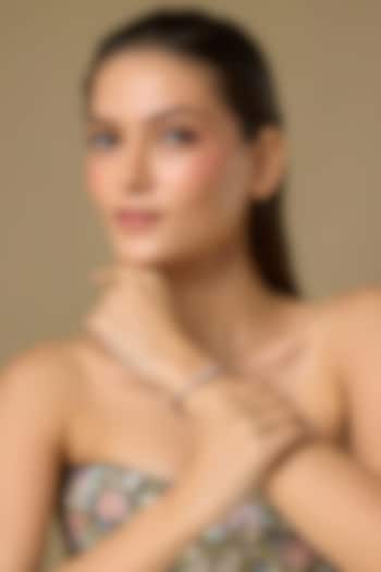 Two Tone Finish Swarovski Zircon Tennis Bracelet In Sterling Silver by Aryah Jewels at Pernia's Pop Up Shop