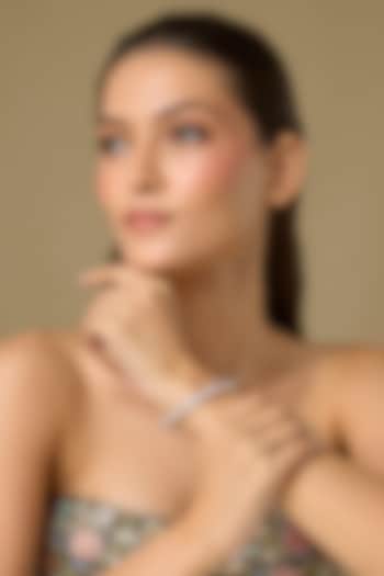 Two Tone Finish Swarovski Zircon Tennis Bracelet In Sterling Silver by Aryah Jewels at Pernia's Pop Up Shop