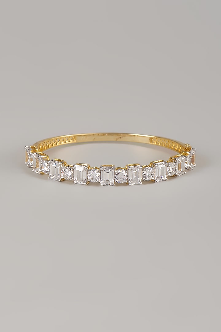 Two Tone Finish Swarovski Zircon Tennis Bracelet In Sterling Silver by Aryah Jewels at Pernia's Pop Up Shop
