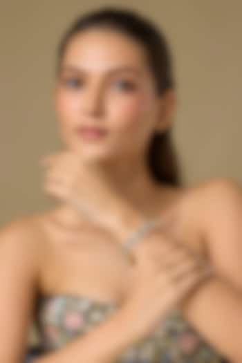 Two Tone Finish Swarovski Zircon & Emerald Cuff Bracelet In Sterling Silver by Aryah Jewels at Pernia's Pop Up Shop