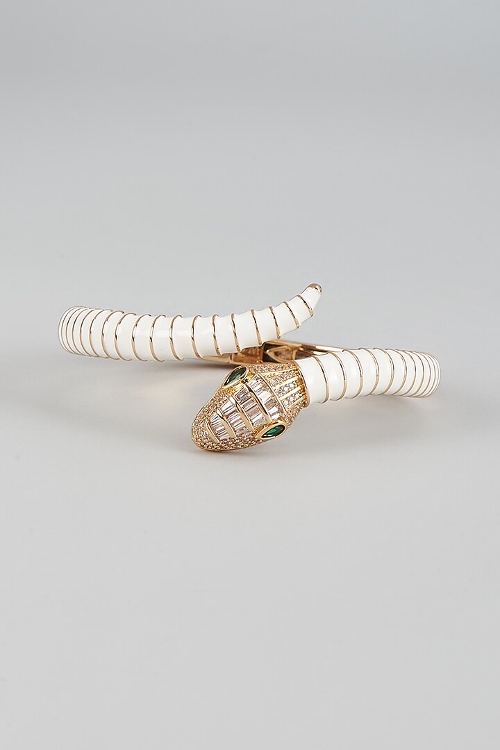 Gold Finish Zircon Meenakari Bracelet by Aryah Jewels at Pernia's Pop Up Shop