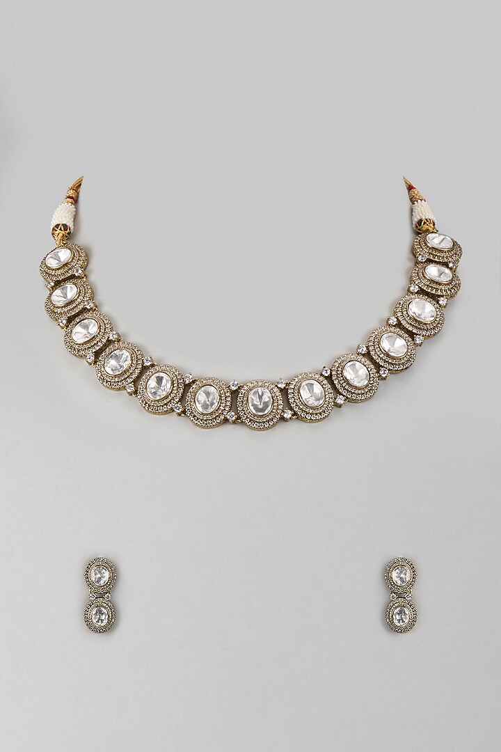 Victorian Finish Uncut Zircon Choker Necklace Set by Aryah Jewels at Pernia's Pop Up Shop